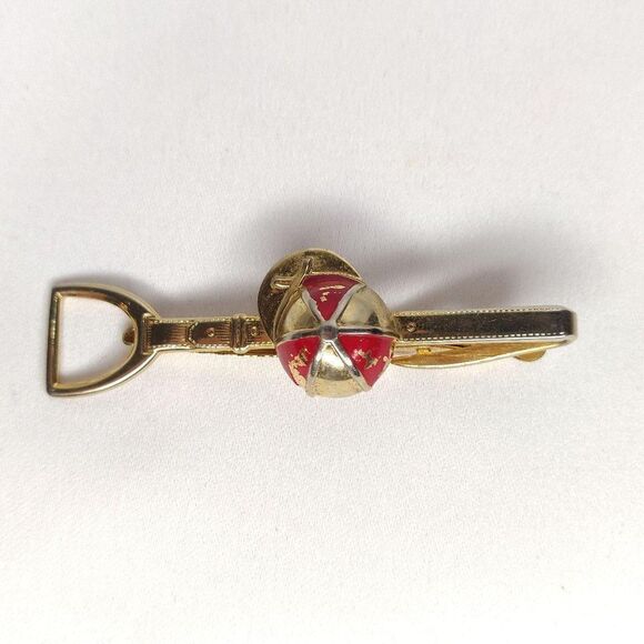Vintage Hickok Jockey Hat Tie Bar Horse Racing Stirrup Goldtone 2.75" - Picture 3 of 6
